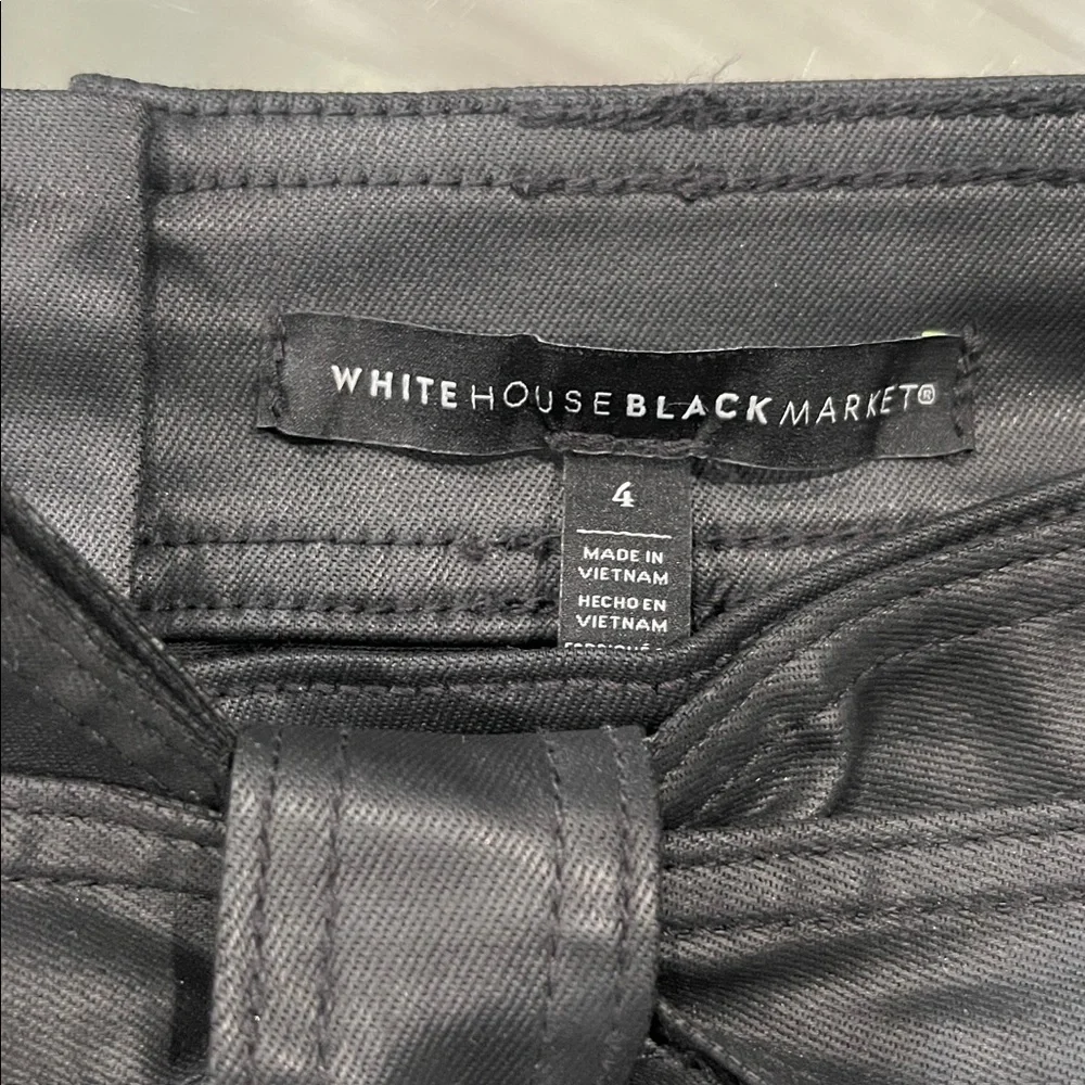 White House Black Market Asymmetrical Black Faux Leather Skirt - Picture 3 of 4